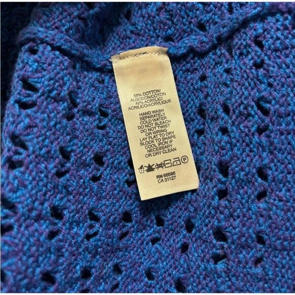 DKNY Jeans Women's Blue Open-Knit Button-Front Cardigan Size Medium - Picture 6 of 6